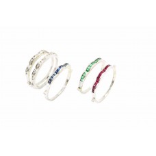 Handmade Changeable Ring 925 Sterling Silver Diamonds Emerald Ruby Blue Sapphire